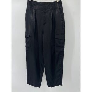 Banana‎ Republic Barrell Satin Pants Women 6 Black Cargo